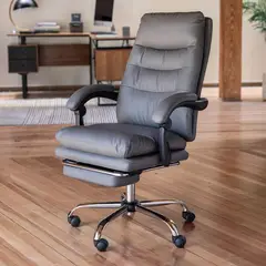 JUST HOME COLLECTION - Silla Escritorio Reposapiés Ejecutiva Rocky Gris