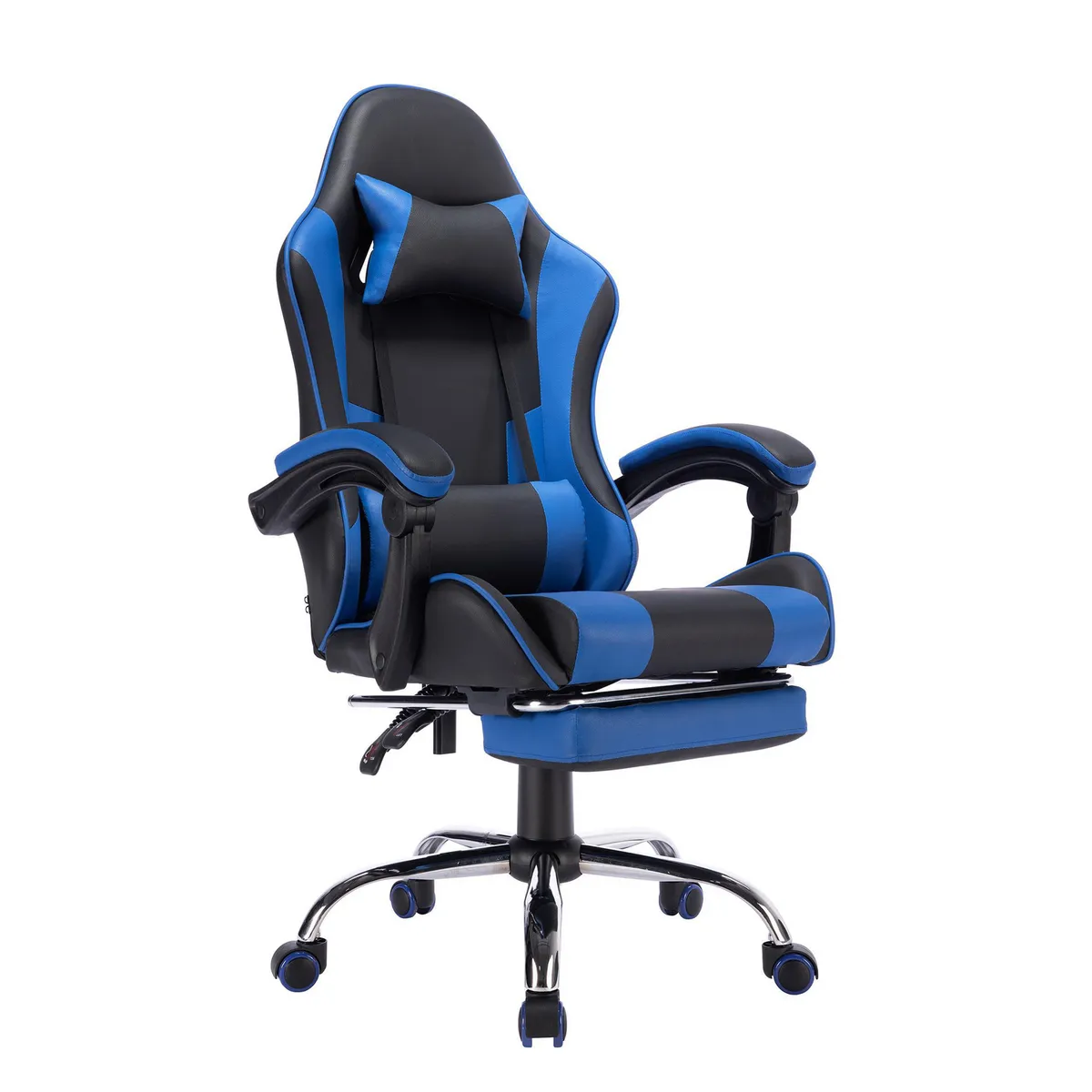 JUST HOME COLLECTION - Silla Gamer Escritorio Masaje Reposapiés Matrix Azul