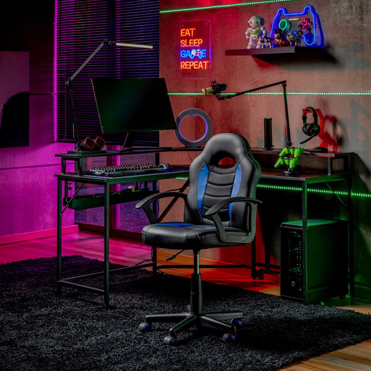 JUST HOME COLLECTION - Silla Gamer Escritorio Zeta Azul/Negro