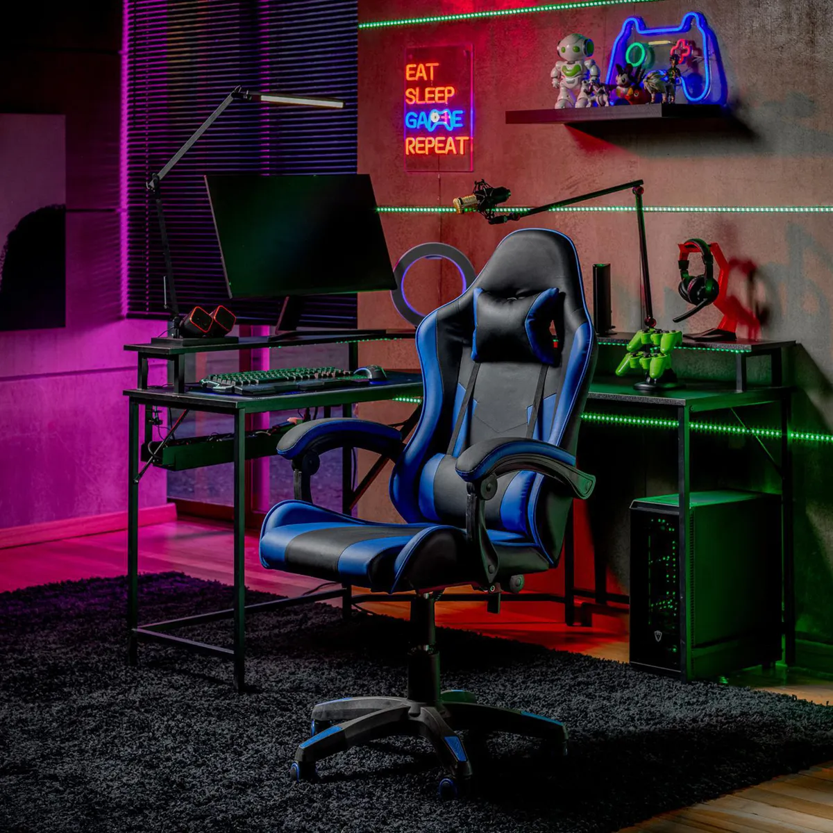 JUST HOME COLLECTION - Silla Gamer Escritorio Neo Azul/Negro