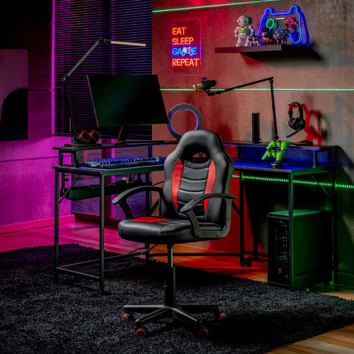 JUST HOME COLLECTION - Silla Gamer Escritorio Zeta Rojo/Negro