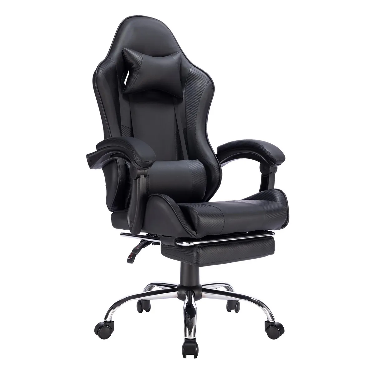 JUST HOME COLLECTION - Silla Gamer Escritorio Masaje Reposapiés Matrix Negro