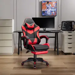 JUST HOME COLLECTION - Silla Escritorio Gamer Reposapiés Trinity Rojo/Negro