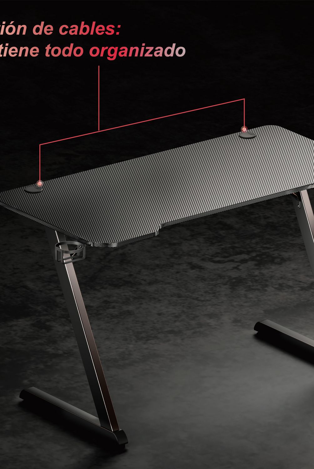 JUST HOME COLLECTION - Escritorio Gamer Zeta Negro 120x75x60