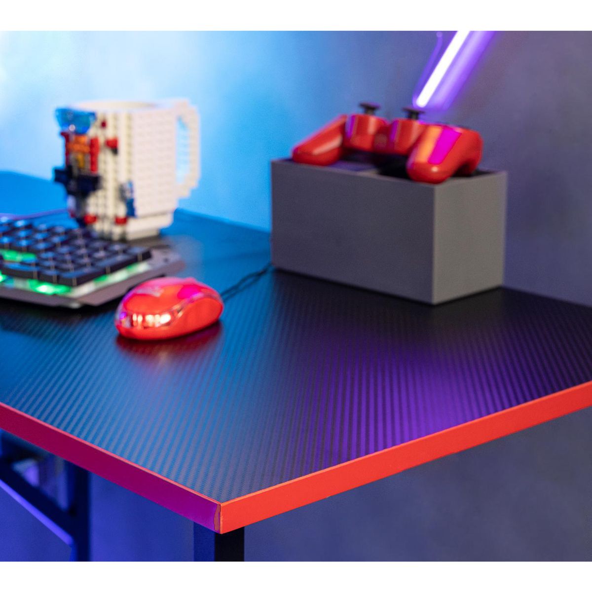 JUST HOME COLLECTION - Escritorio Gamer Space L Negro, Rojo 120x91x120 cm