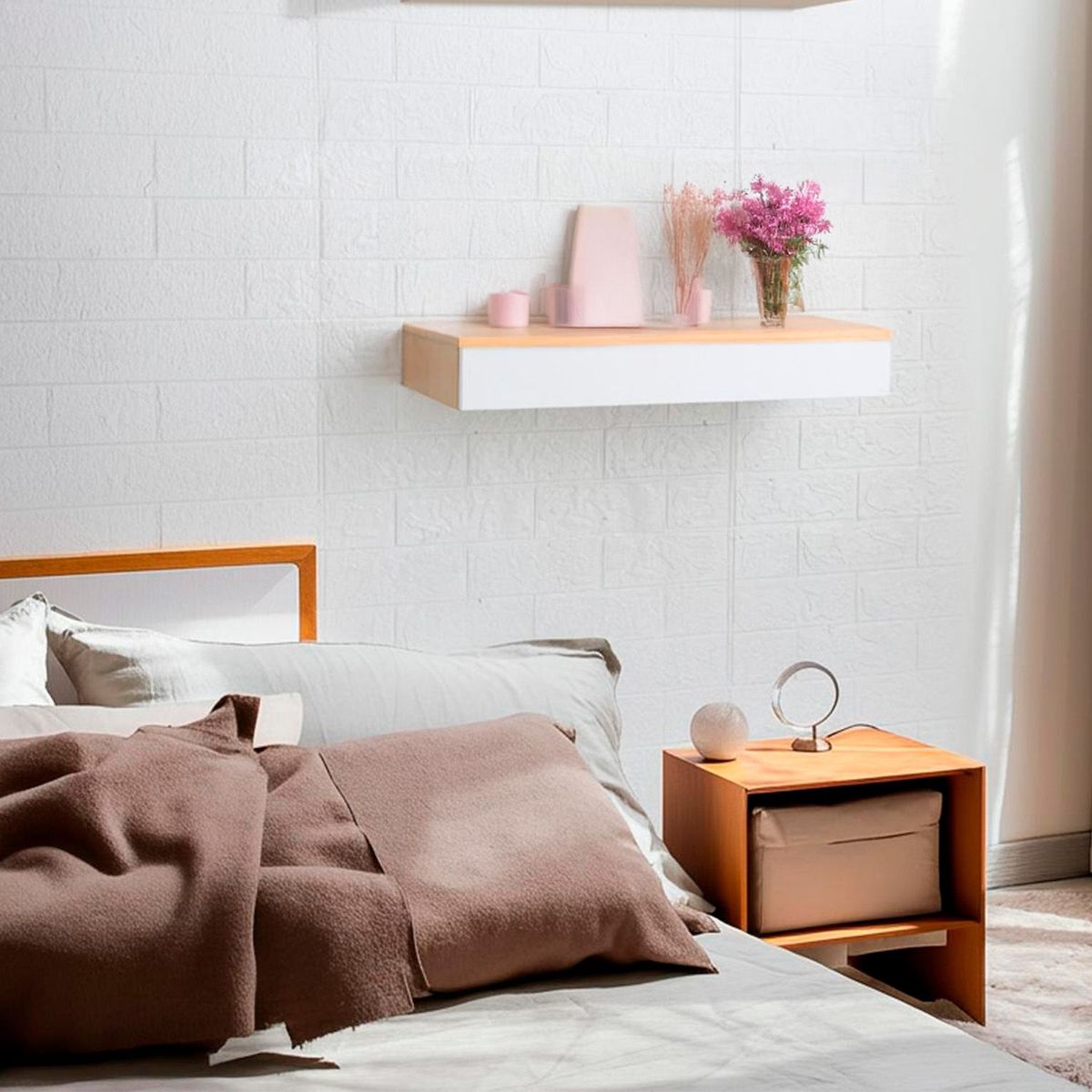 JUST HOME COLLECTION - Repisa Cajón MDF 2 Nivel(es) 60x8x24 cm Blanco/Café