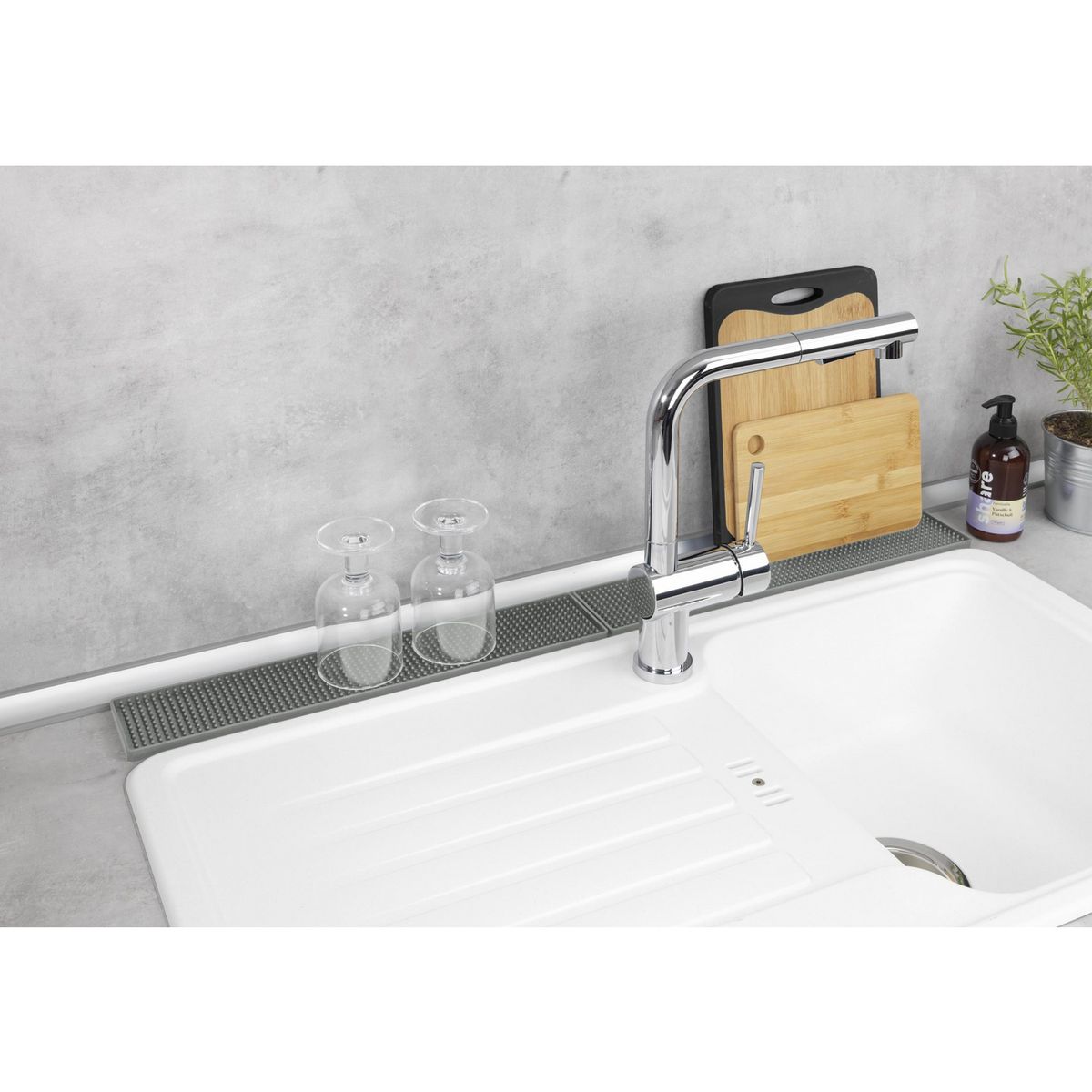 WENKO - Alfombrilla para Escurrir 42x1x8 cm Gris