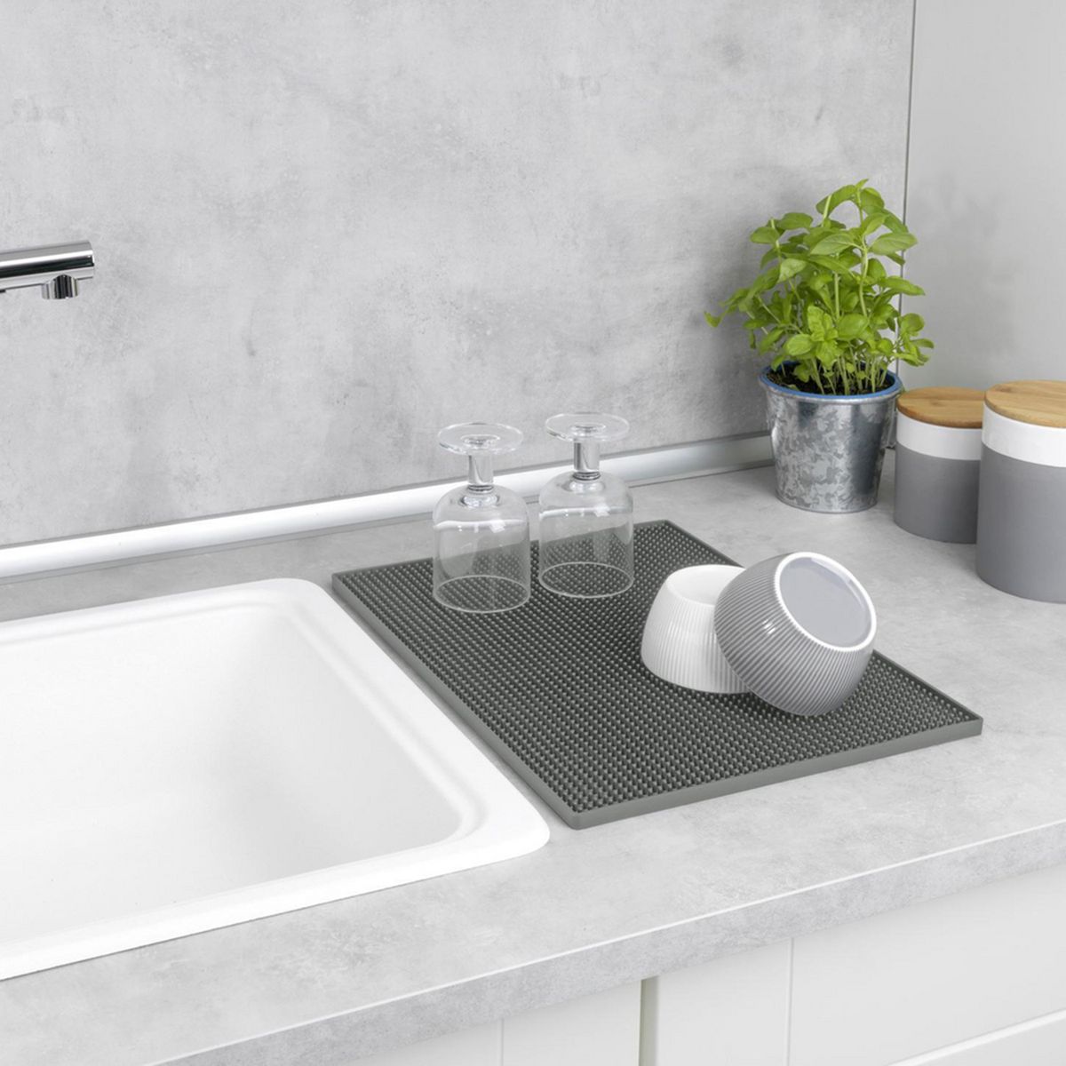 WENKO - Alfombrilla para Escurrir 40x1x30 cm Gris