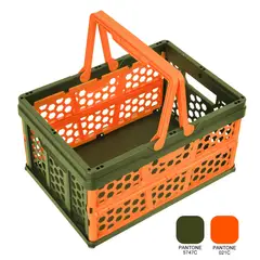 JUST HOME COLLECTION - Canasta plegable 45x33,3x25 cm verde / naranja