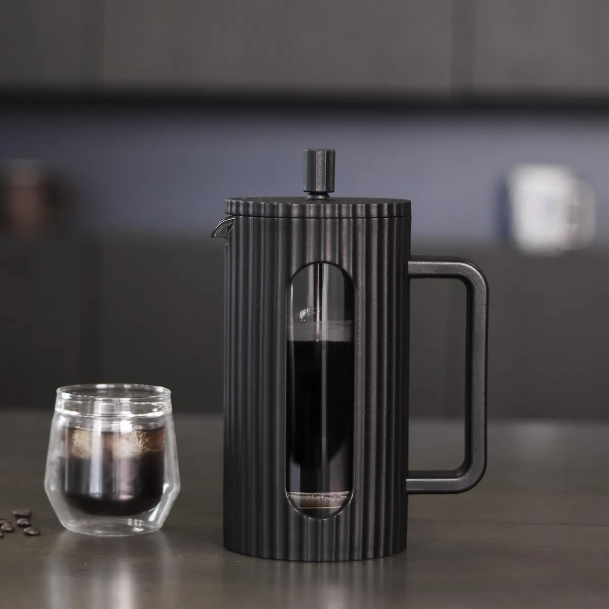 JUST HOME COLLECTION - Cafetera Prensa Vidrio 1000 ml Negro