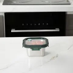 JUST HOME COLLECTION - Contenedor de Alimento Cuadrado Acero Inoxidable 600 ml