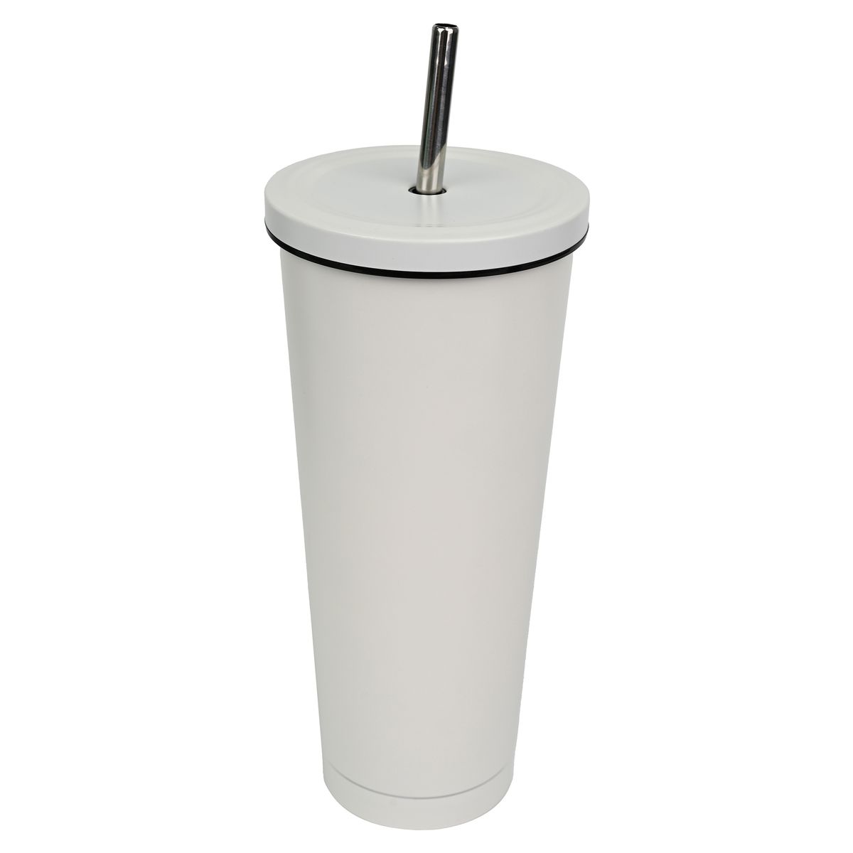 JUST HOME COLLECTION - Vaso con Bombilla 750 ml Acero Inoxidable Blanco