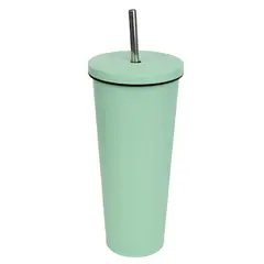 JUST HOME COLLECTION - Vaso con Bombilla 750 ml Acero Inoxidable Verde