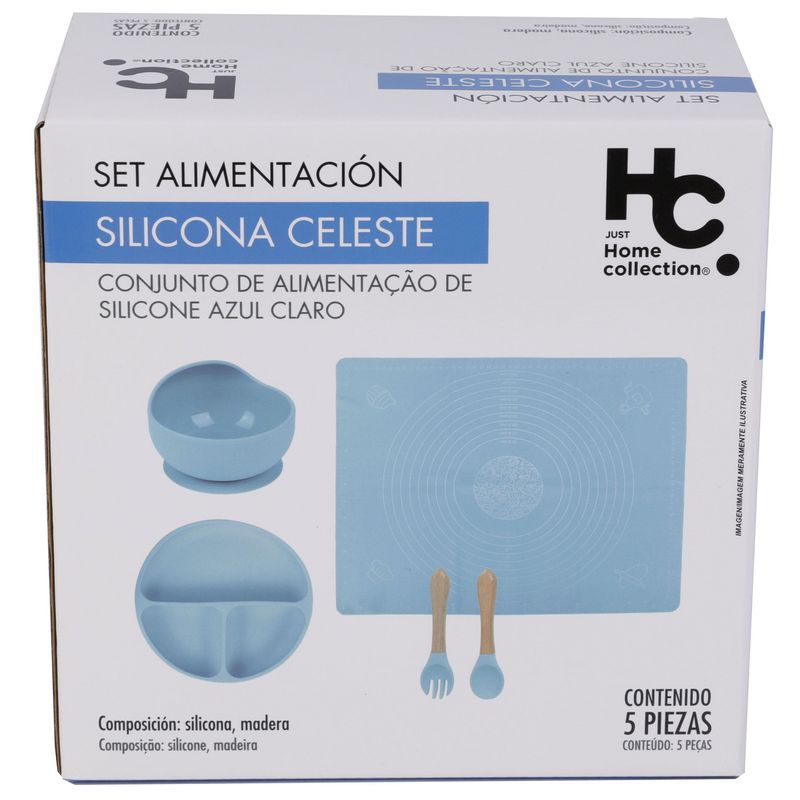 JUST HOME COLLECTION - Set Alimentación Silicona Celeste