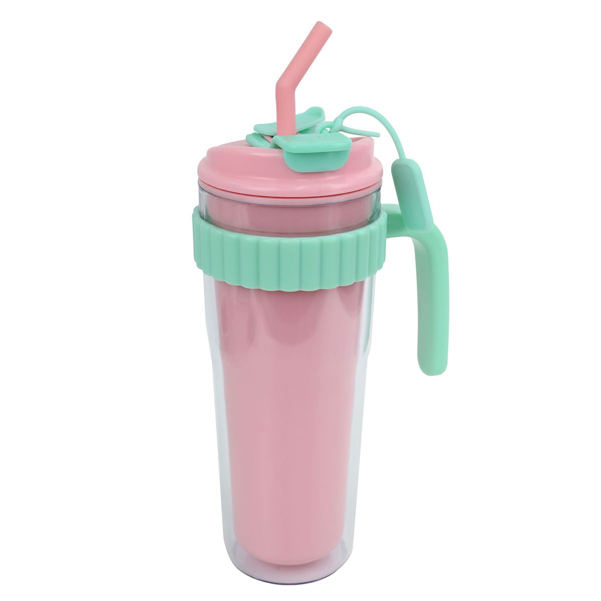 JUST HOME COLLECTION - Vaso con Bombilla 900 ml Rosado