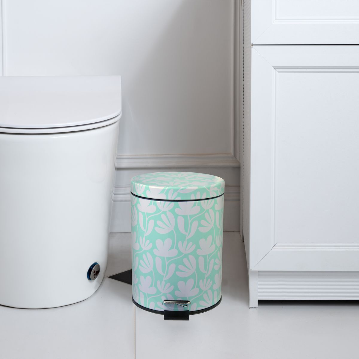 CASA BONITA - Papelero 5 Litros Metal Verde y blanco