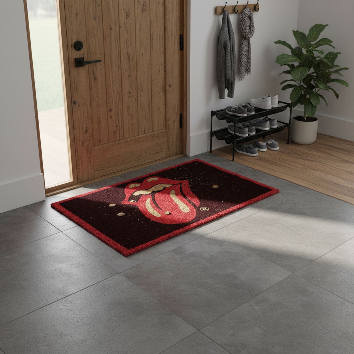 PYRAMID INTERNATIONAL - Limpiapiés Kiss lengua 40x60 cm Negro, rojo