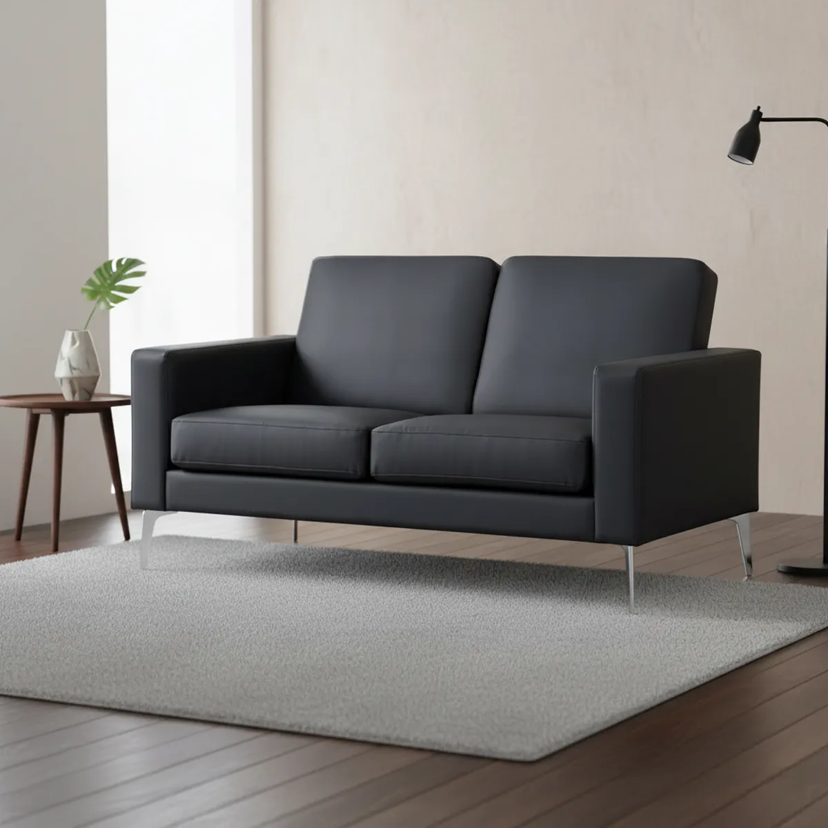 JUST HOME COLLECTION - Sofá 2 cuerpos Alexa 141x79x79 cm Negro