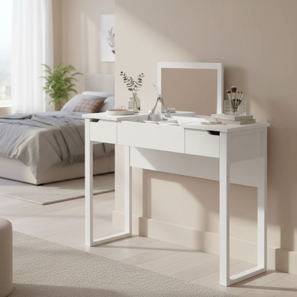 JUST HOME COLLECTION - Tocador 1 Cajón(es) Lucy 100x76x30 cm Blanco