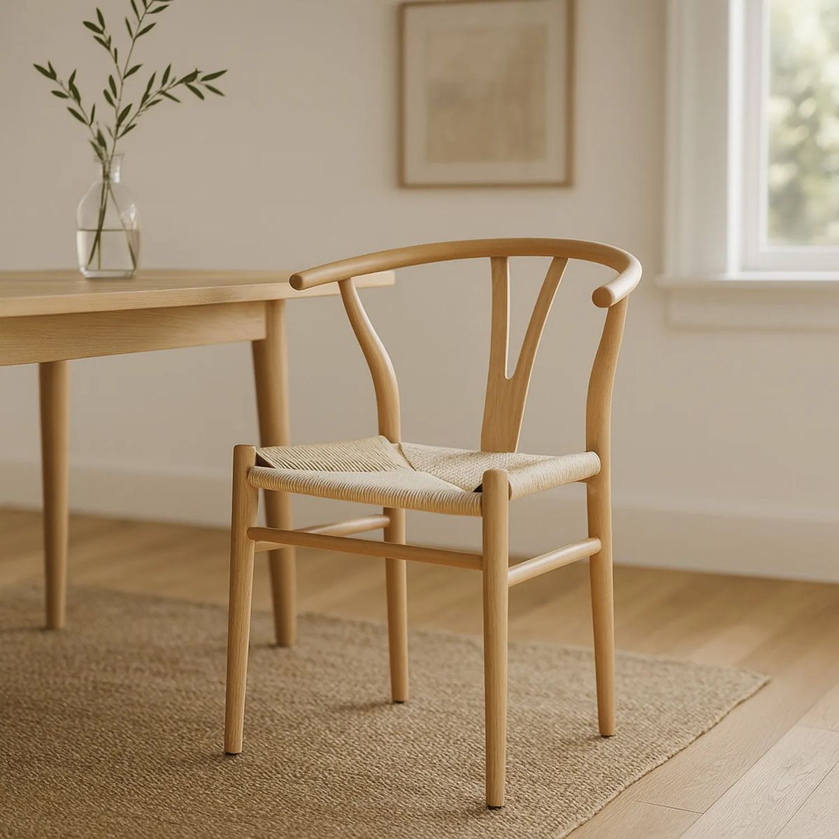 JUST HOME COLLECTION - Silla Wishbone Madera Natural 75.5x59x62.5 cm