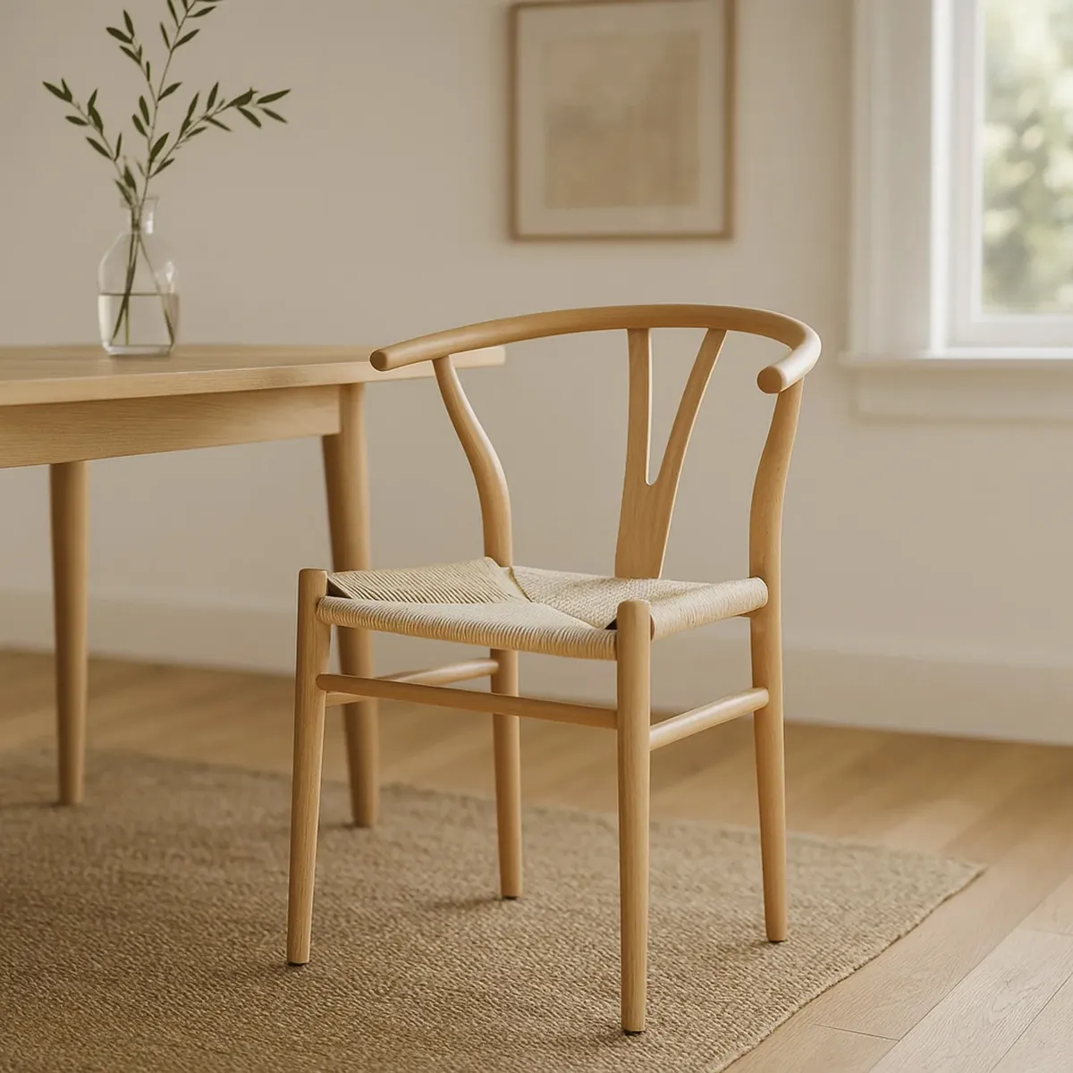 JUST HOME COLLECTION - Silla Wishbone Madera Natural 75.5x59x62.5 cm
