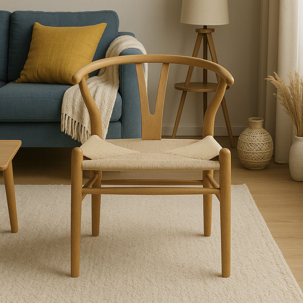 JUST HOME COLLECTION - Silla Wishbone Madera Natural 75.5x59x62.5 cm