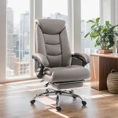 JUST HOME COLLECTION - Silla Escritorio Ejecutiva Reposapiés Arnold Café