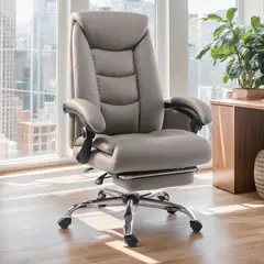 JUST HOME COLLECTION - Silla Escritorio Ejecutiva Reposapiés Arnold Café