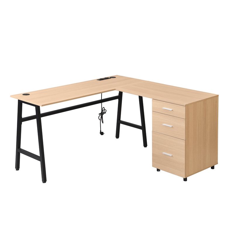 JUST HOME COLLECTION - Escritorio Dinamarca Roble, negro 140x76x140 cm
