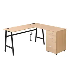 JUST HOME COLLECTION - Escritorio Dinamarca Roble, negro 140x76x140 cm