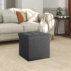 JUST HOME COLLECTION - Pouf plegable gris 38x38x38 cm