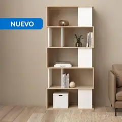 TVILUM - Estante Maze Aglomerado 4 Nivel(es) 80x173.5x29.5 cm Blanco/Oak