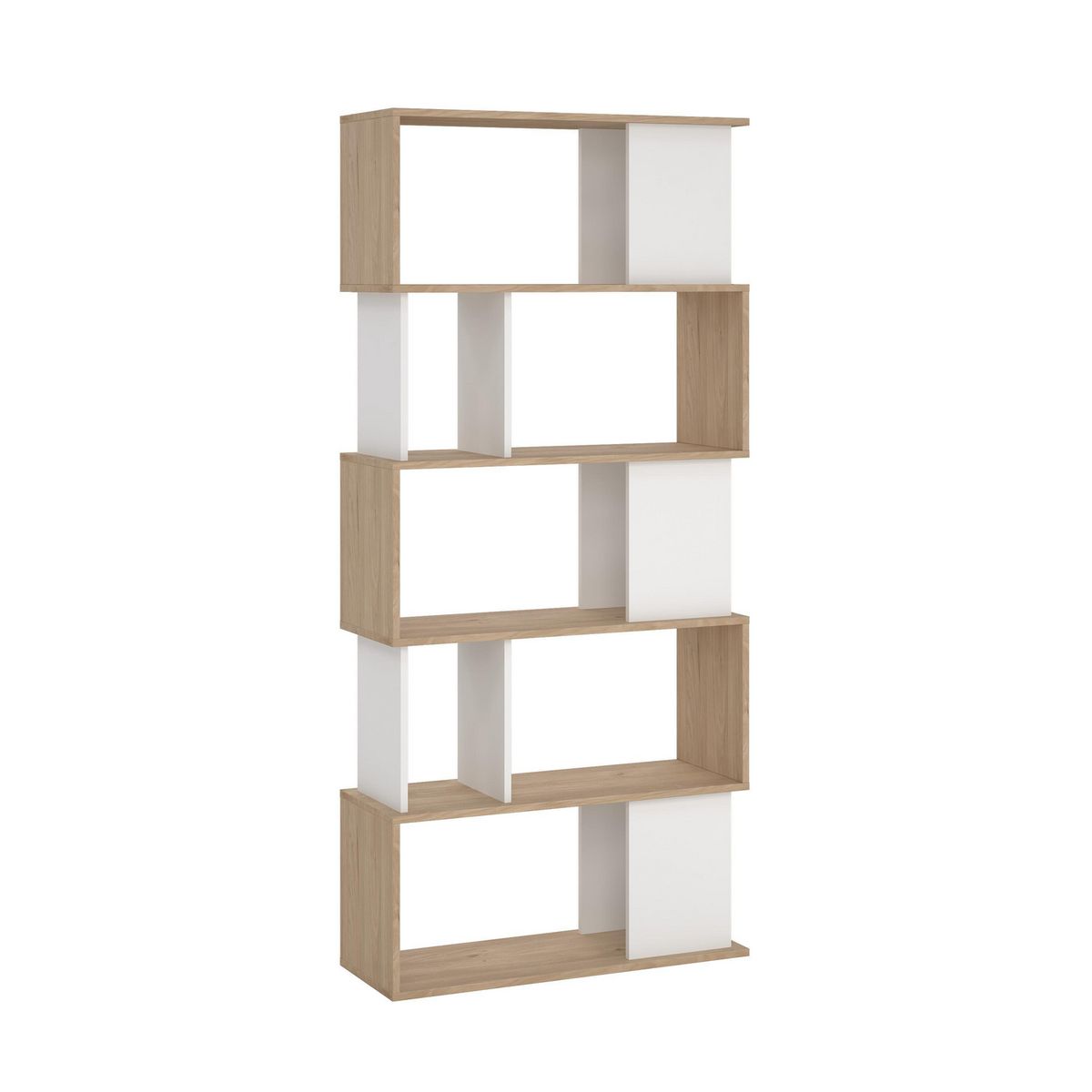 TVILUM - Estante Maze Aglomerado 4 Nivel(es) 80x173.5x29.5 cm Blanco/Oak