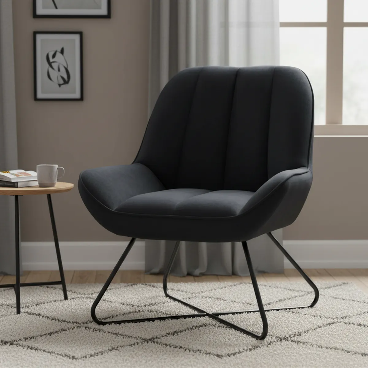 JUST HOME COLLECTION - Sofá 1 cuerpo Wisdom 75x72x88 cm Negro