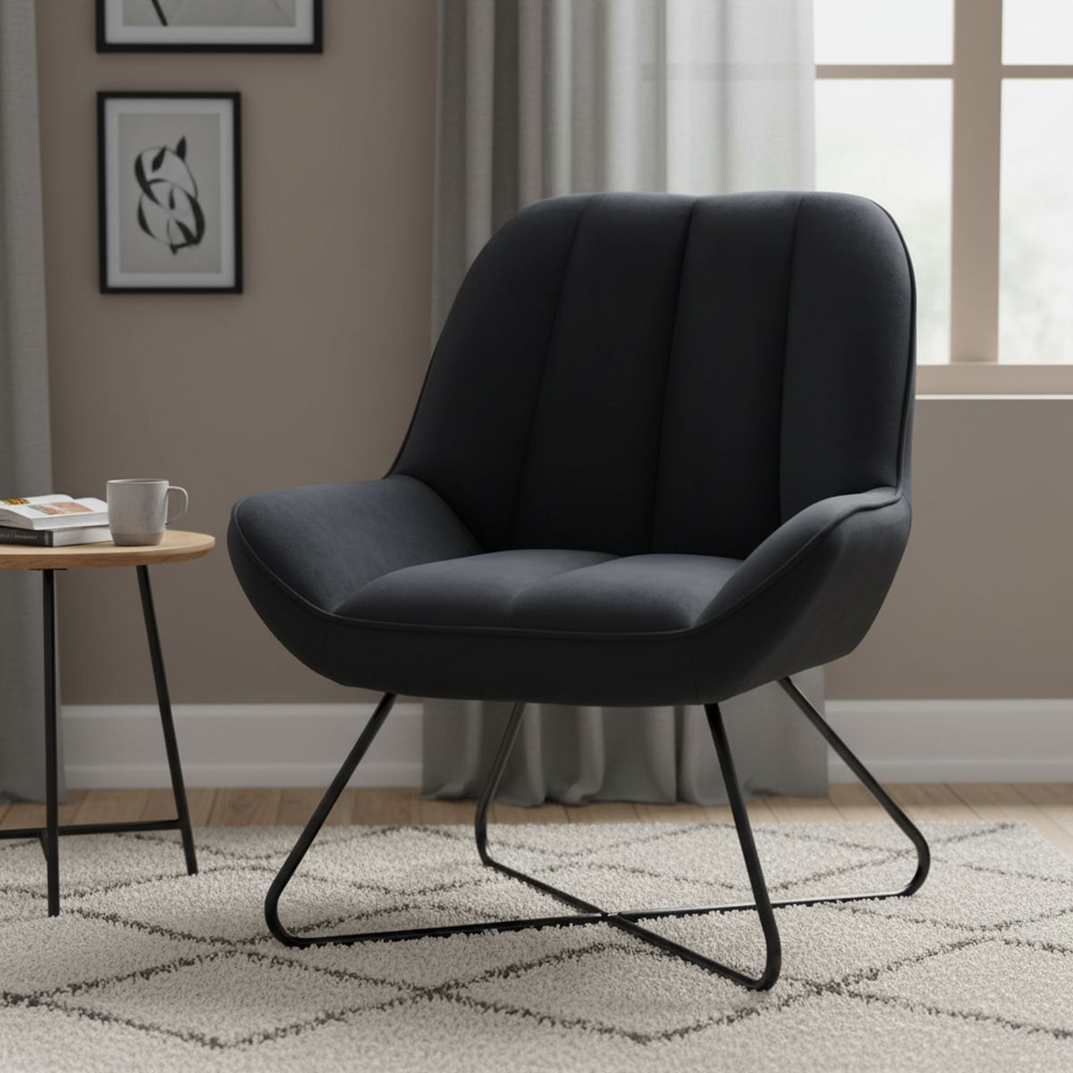 JUST HOME COLLECTION - Sofá 1 cuerpo Wisdom 75x72x88 cm Negro