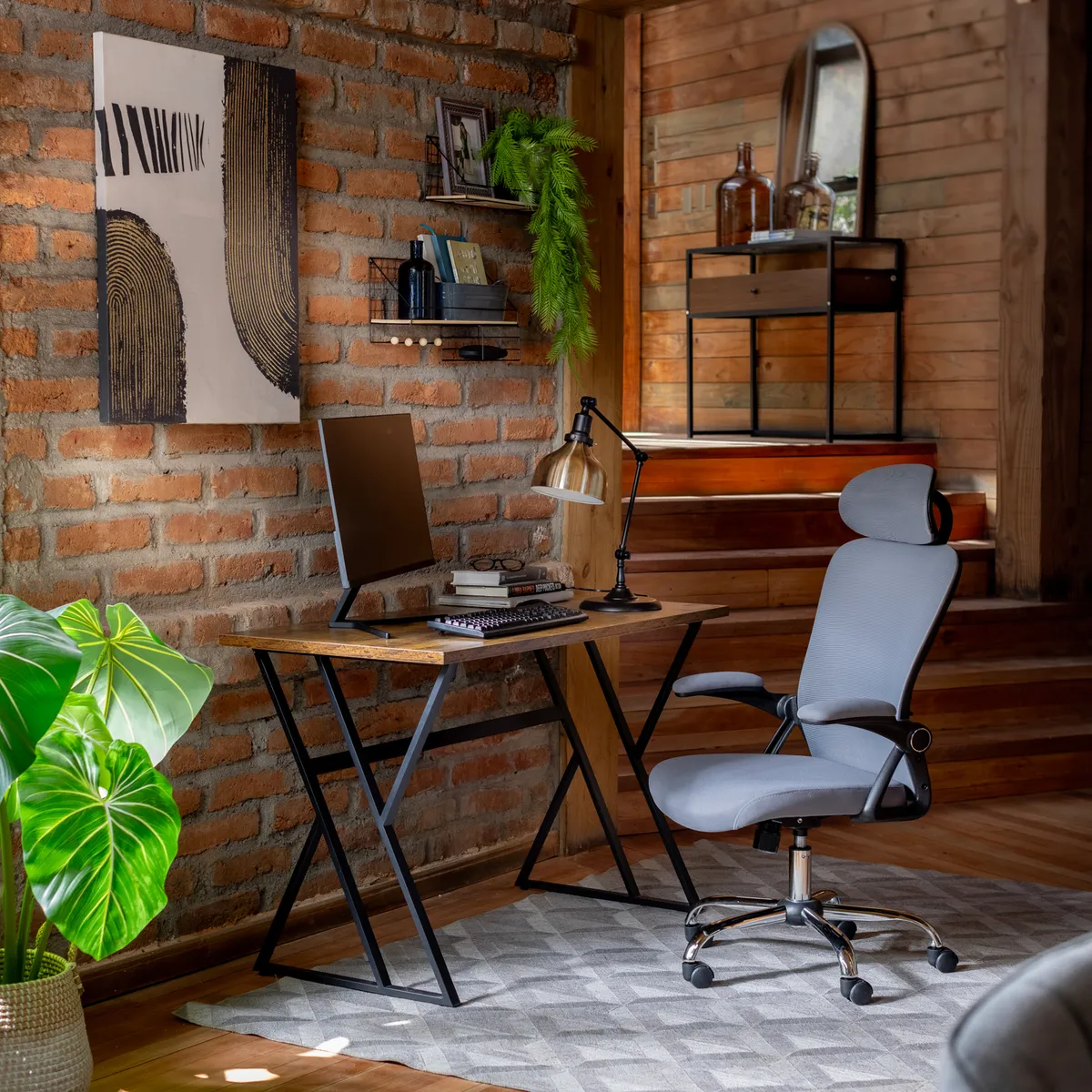 JUST HOME COLLECTION - Silla Escritorio Malla Kristen Gris