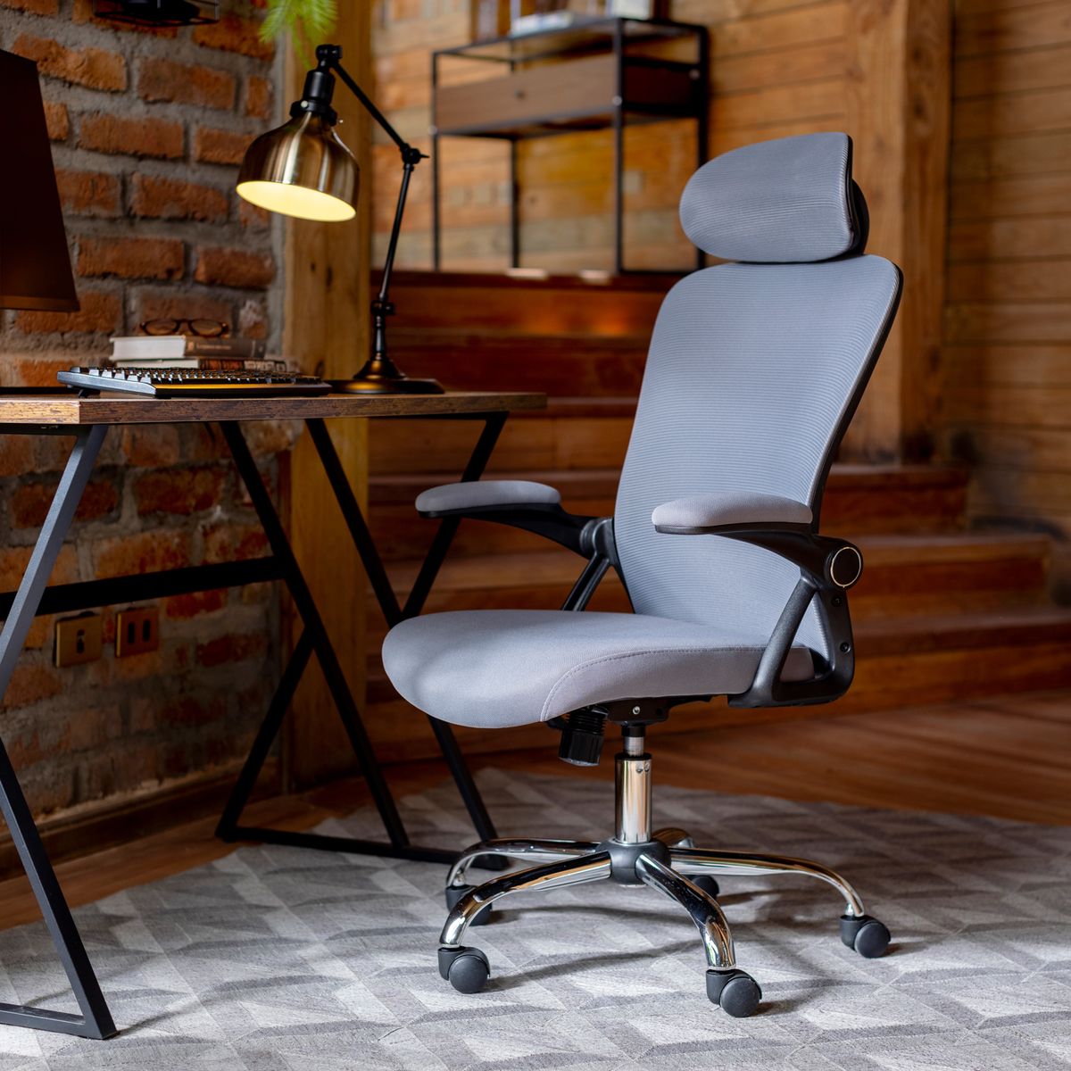 JUST HOME COLLECTION - Silla Escritorio Malla Kristen Gris