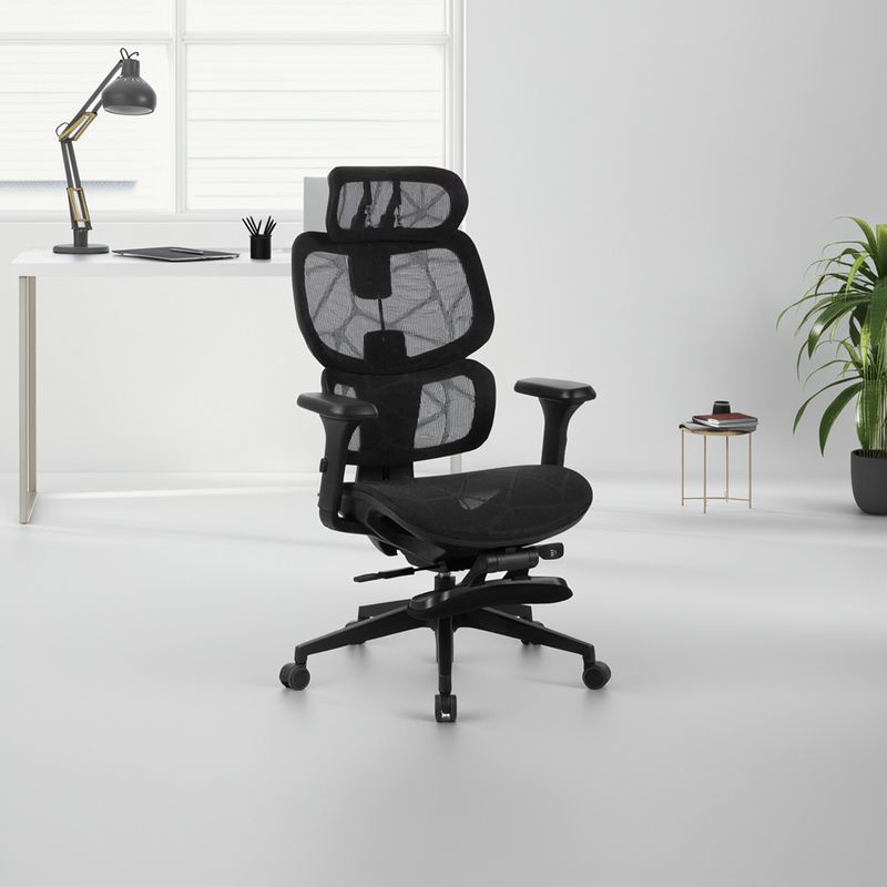 JUST HOME COLLECTION - Silla Escritorio Ergonómica Reposapiés Belisa Negro
