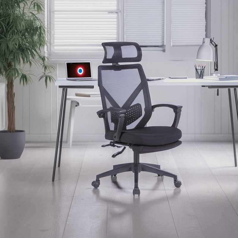 JUST HOME COLLECTION - Silla Escritorio Ergonómica Reposapiés Milano Negro