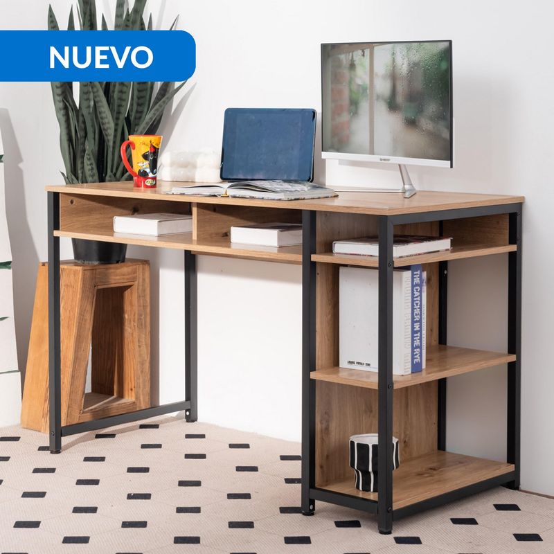 JUST HOME COLLECTION - Escritorio Moloo Madera/Negro 120x75x60 cm