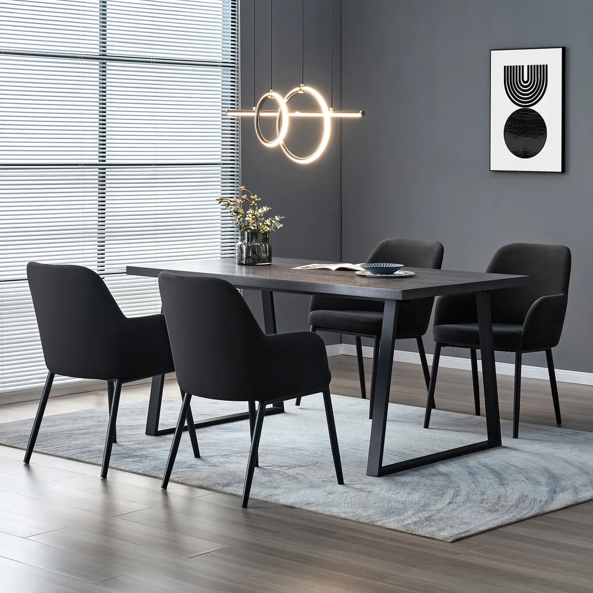 JUST HOME COLLECTION - Juego de Comedor Moorea 4 Sillas Mesa Rectangular 160x90x76cm Café oscuro