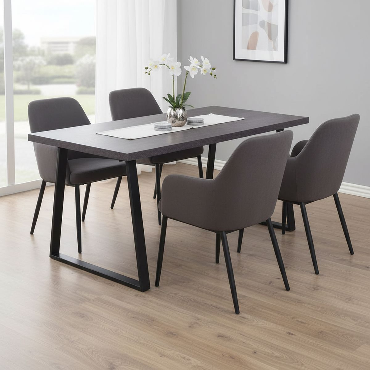 JUST HOME COLLECTION - Juego de Comedor Moorea 4 Sillas Mesa Rectangular 160x90x76cm Café