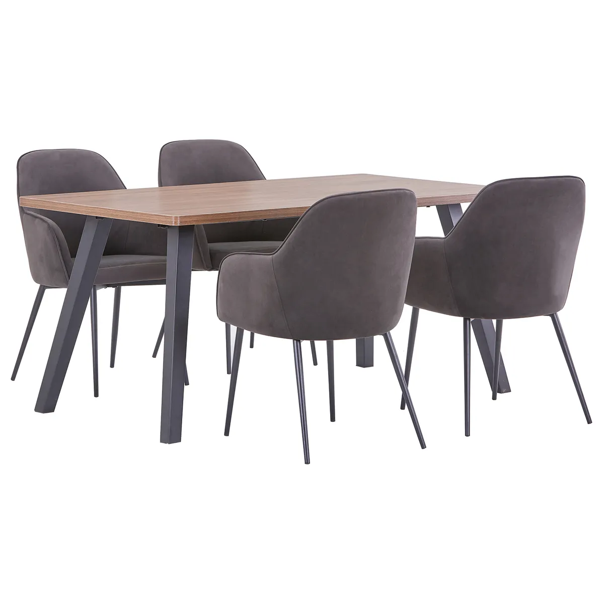 JUST HOME COLLECTION - Juego de Comedor Aleria 4 Sillas Mesa Rectangular 160x90x76cm Café