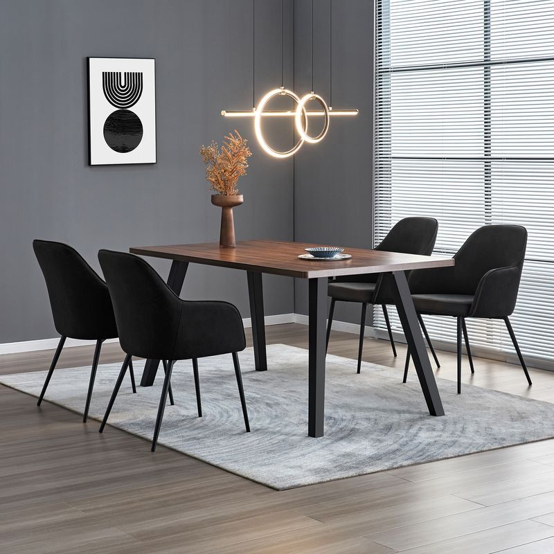 JUST HOME COLLECTION - Juego de Comedor Aleria 4 Sillas Mesa Rectangular 160x90x76cm Café