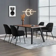 JUST HOME COLLECTION - Juego de Comedor Aleria 4 Sillas Mesa Rectangular 160x90x76cm Café