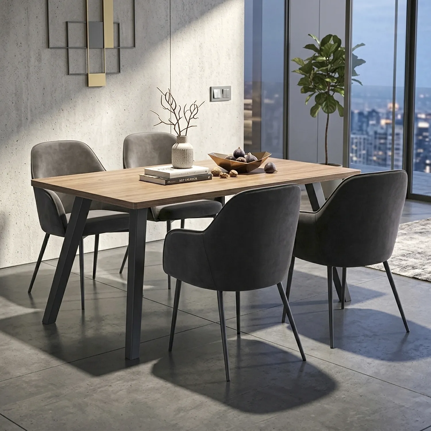 JUST HOME COLLECTION Juego de Comedor Aleria 4 Sillas Mesa