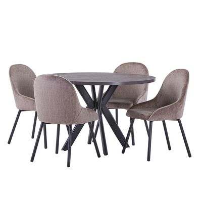Imagen 2 del producto Juego de Comedor Silvi 4 Sillas Mesa Redonda 120x120x75cm Café