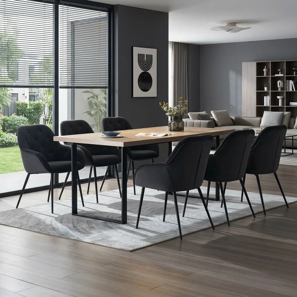 JUST HOME COLLECTION - Juego de comedor Papeete 6 Sillas Mesa Rectangular 180x90x75cm Madera