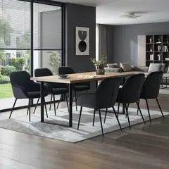 JUST HOME COLLECTION - Juego de comedor Papeete 6 Sillas Mesa Rectangular 180x90x75cm Madera
