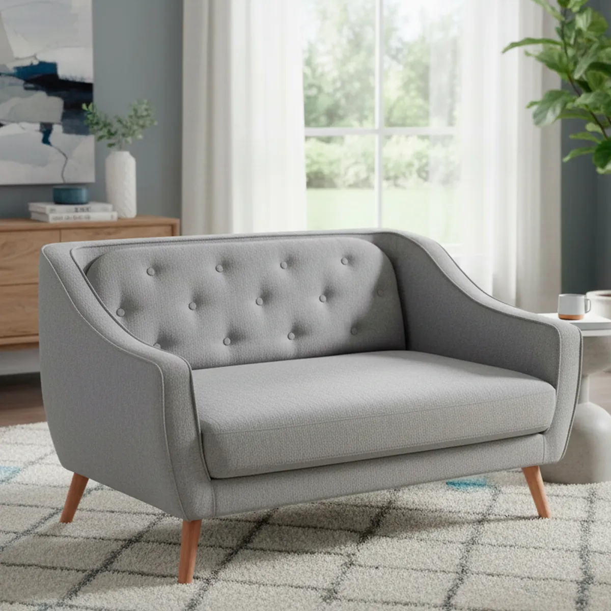 JUST HOME COLLECTION - Sofá 2 cuerpos Gaspare 131.5x78x84 cm Gris